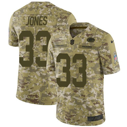 Nike Packers #33 Aaron Jones Camo Stitched NFL Limited 2018 Salute To Service Jersey - GBJ509