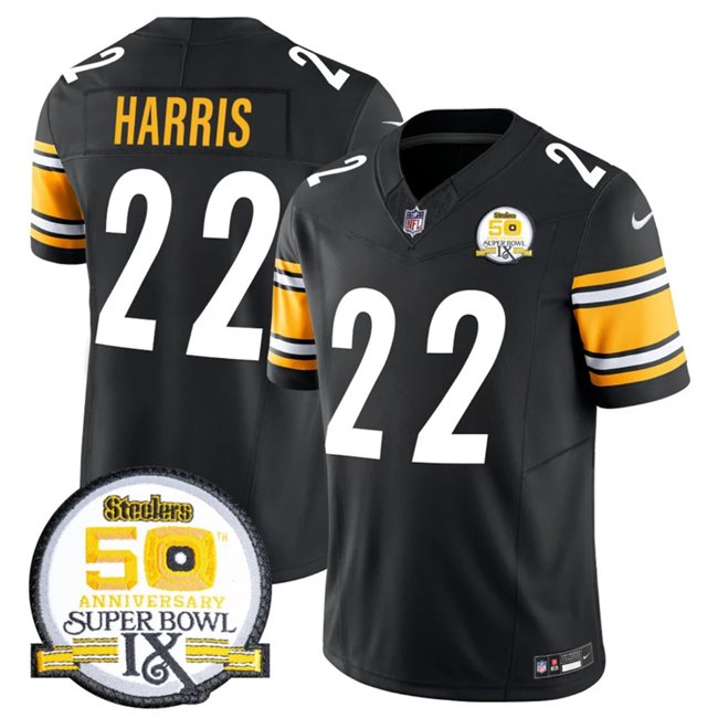 Black Pittsburgh Steelers #22 Najee Harris 2024 F.U.S.E. 50th Anniversary Of Super Bowl IX Alternate Vapor Untouchable Limited Stitched Jersey - PSJ175