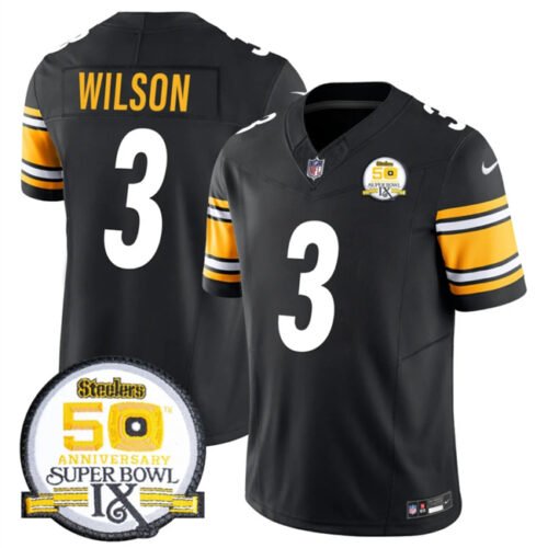 Black Pittsburgh Steelers #3 Russell Wilson 2024 F.U.S.E. 50th Anniversary Of Super Bowl IX Alternate Vapor Untouchable Limited Stitched Jersey - PSJ406