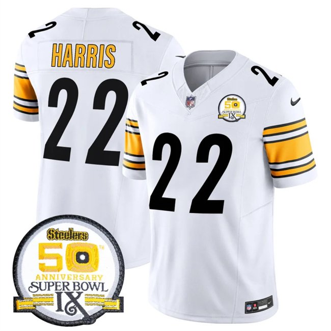 White Pittsburgh Steelers #22 Najee Harris 2024 F.U.S.E. 50th Anniversary Of Super Bowl IX Alternate Vapor Untouchable Limited Stitched Jersey - PSJ629
