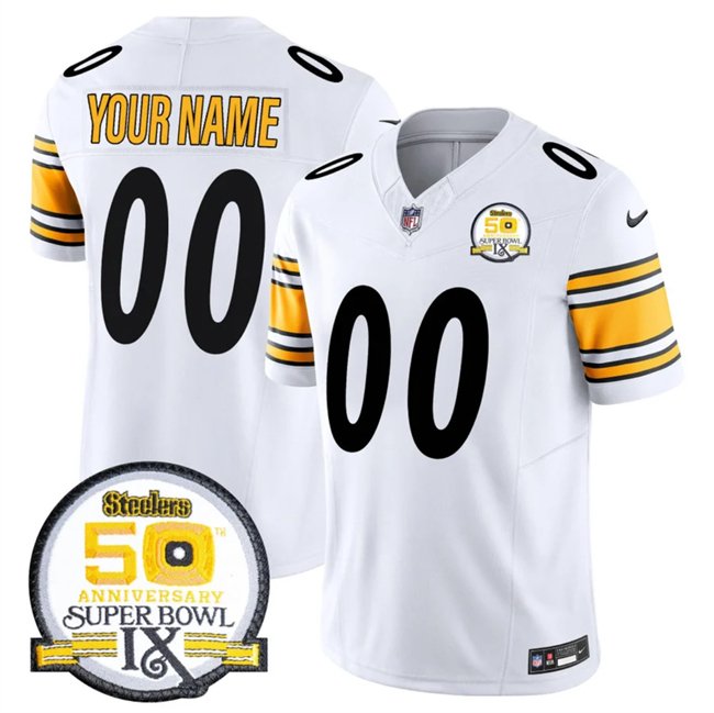 White Pittsburgh Steelers Active Player Custom 2024 F.U.S.E. 50th Anniversary Of Super Bowl IX Alternate Vapor Untouchable Limited Stitched Jersey - PSJ660