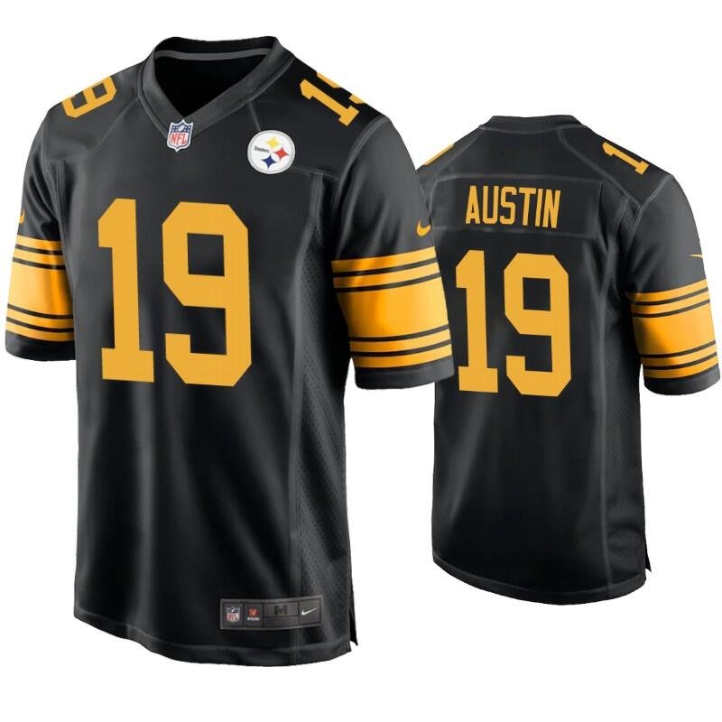 Black Color Pittsburgh Steelers #19 Calvin Austin  Rush Stitched Jersey - PSJ587