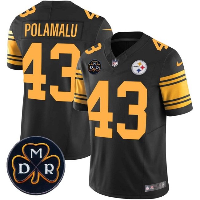 Black Pittsburgh Steelers #43 Troy Polamalu F.U.S.E. DMR Patch Vapor Limited Stitched Jersey - PSJ320