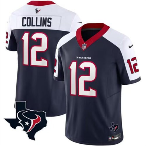 White/Navy Houston Texans #12 Nico Collins 2023 F.U.S.E. Vapor Untouchable Limited Stitched Football Jersey - HTJ378