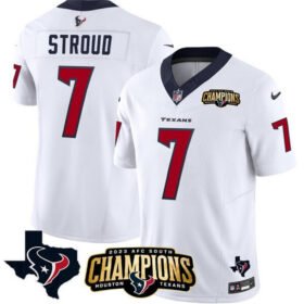 White Houston Texans #7 C.J. Stroud 2023 F.U.S.E. AFC South Champions Patch And Team Logo Patch Vapor Untouchable Limited Stitched Football Jersey - HTJ97
