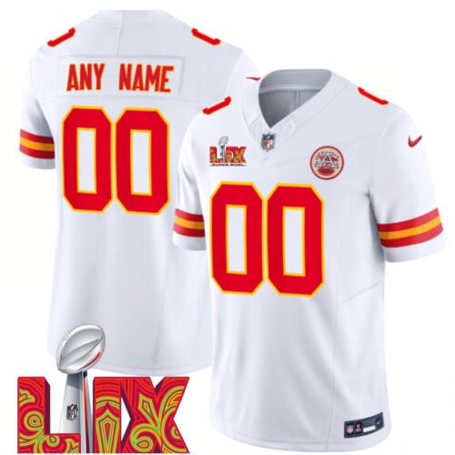 White Kansas City Chiefs Active Player Custom 2025 Super Bowl LIX Patch F.U.S.E. Vapor Limited Stitched Football Jersey - KCJ70