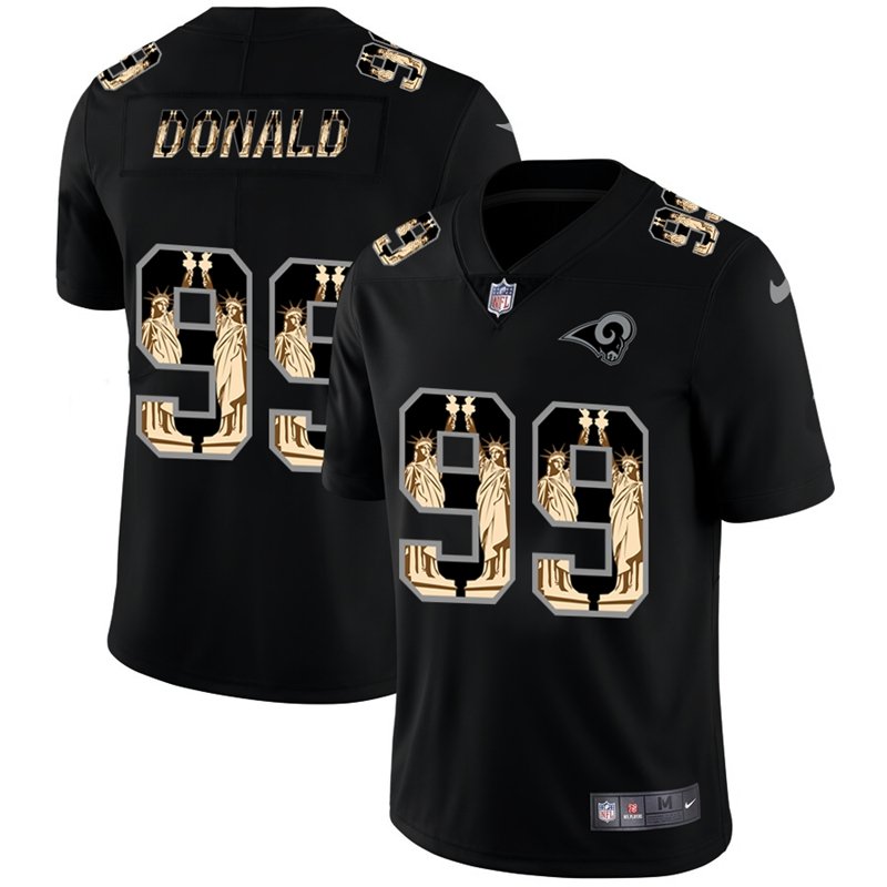 Los Angeles Rams #99 Aaron Donald Carbon Black Vapor Statue Of Liberty Limited NFL Jersey - LAR47