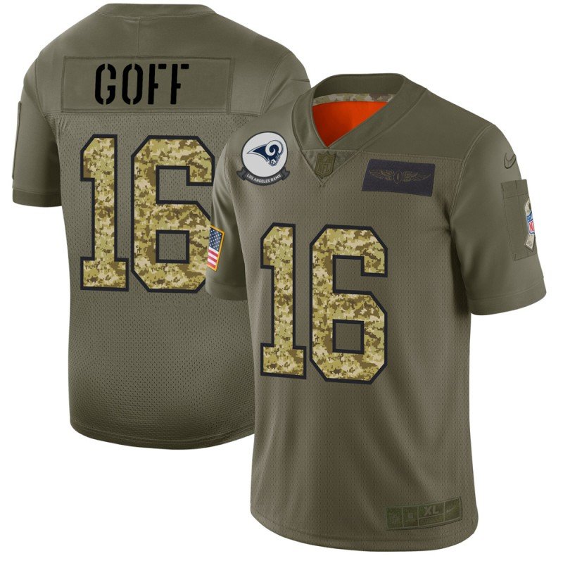 Los Angeles Rams #16 Jared Goff Nike 2019 Olive Camo Salute To Service Limited NFL Jersey - LAR378