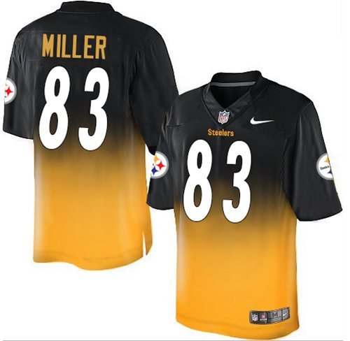 Nike Steelers #83 Heath Miller Black/Gold Stitched NFL Elite Fadeaway Fashion Jersey - PSJ292