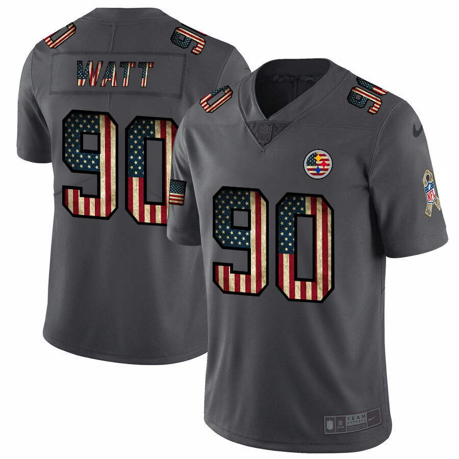 Nike Steelers #90 T.J. Watt 2018 Salute To Service Retro USA Flag Limited NFL Jersey - PSJ511