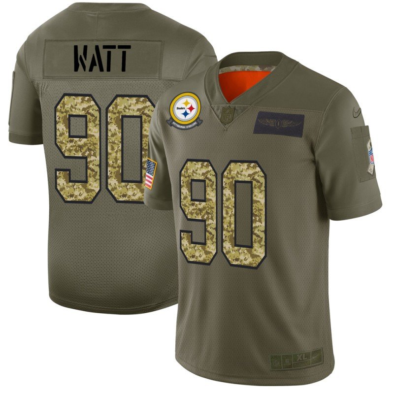 Pittsburgh Steelers #90 T.J. Watt Nike 2019 Olive Camo Salute To Service Limited NFL Jersey - PSJ181