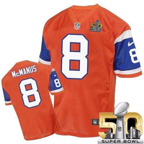 Broncos Orange #8 Brandon McManus Throwback Super Bowl 50 Stitched NFL Elite Jersey
