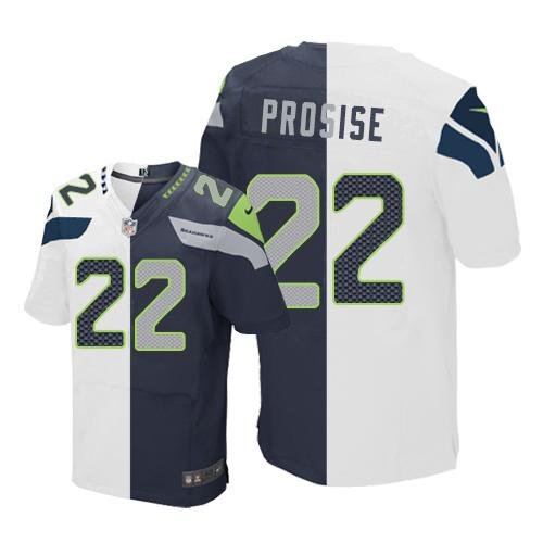 Nike Seahawks #22 C. J. Prosise White/Steel Blue Stitched NFL Elite Split Jersey