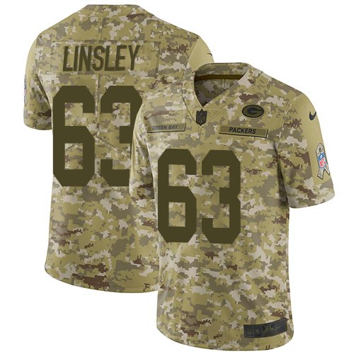 Nike Packers #63 Corey Linsley Camo Stitched NFL Limited 2018 Salute To Service Jersey - GBJ476