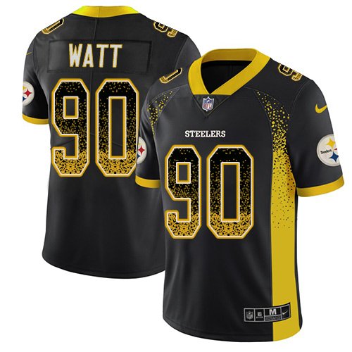 Nike Steelers #90 T. J. Watt Black Team Color Stitched NFL Limited Rush Drift Fashion Jersey - PSJ378