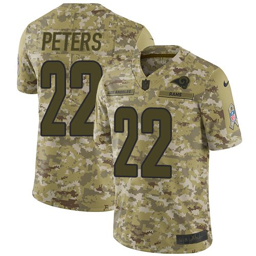Nike Rams #22 Marcus Peters Camo Stitched NFL Limited 2018 Salute To Service Jersey - LAR387